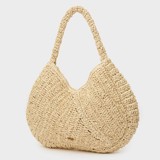 NALI' - Olga skuldertaske i raffia | Beige