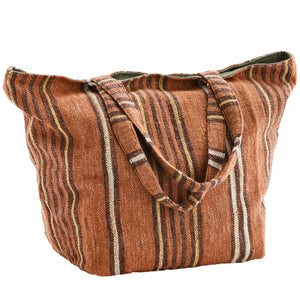 Madam Stoltz - Striped bag | Brick/burgundy/sand